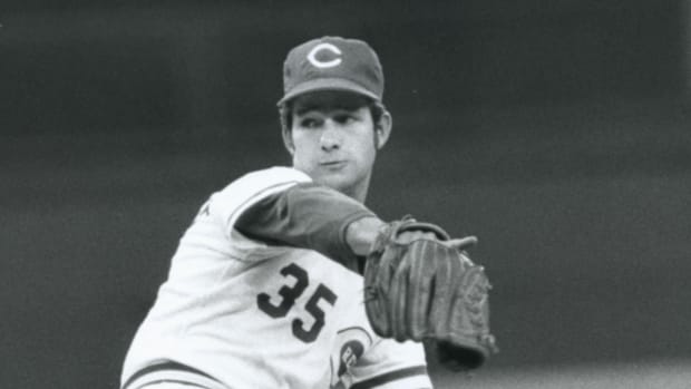 Jun 1974; Unknown location, USA; FILE PHOTO; Cincinnati Reds pitcher Don Gullett in action during the 1974 season. Mandatory Credit: Malcolm Emmons-USA TODAY Sports  